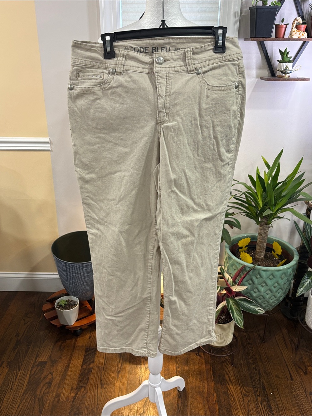 Code Bleu Annette Light Beige Straight Leg Jeans size 10